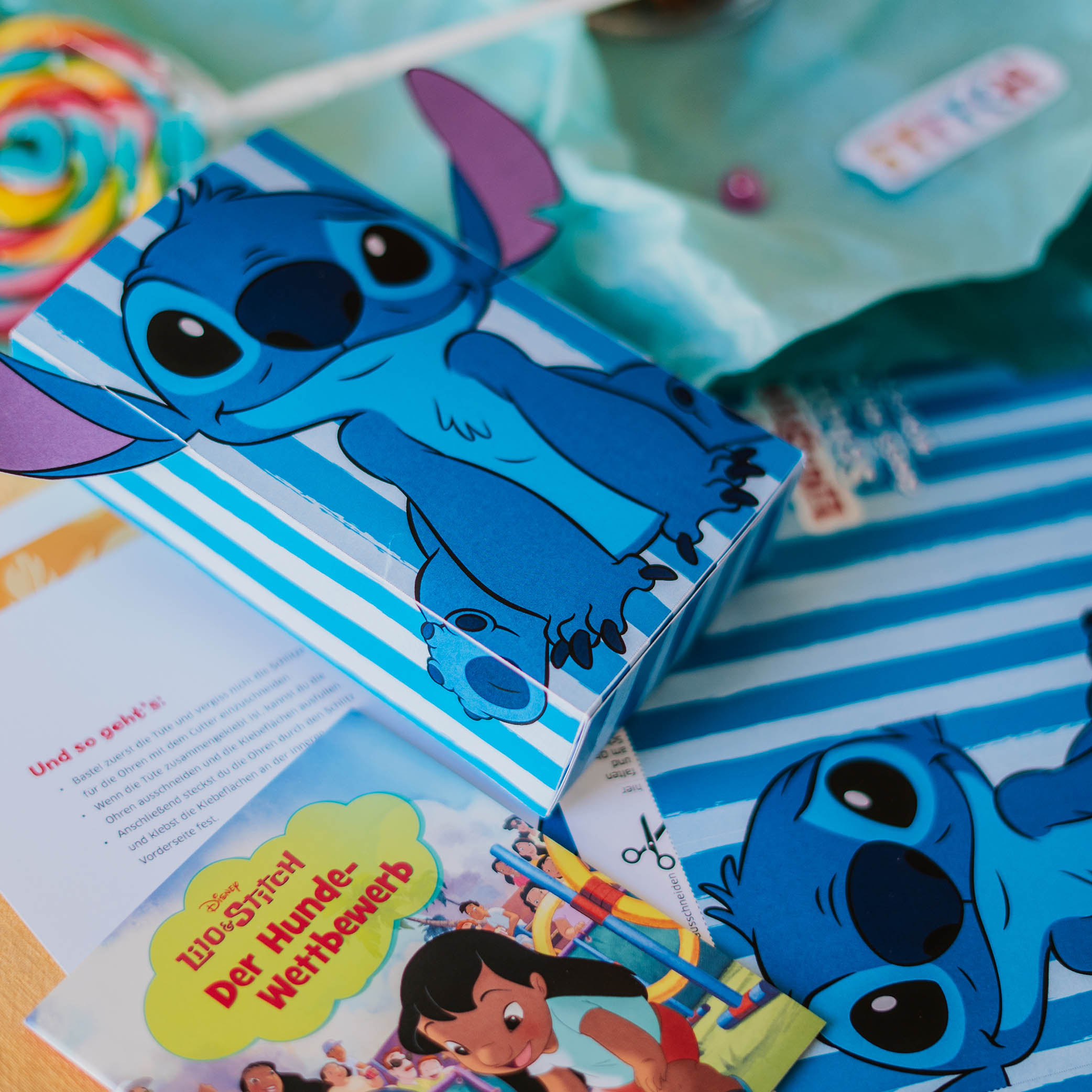 Stitch Basteltüte für Kindergeburtstag in blau