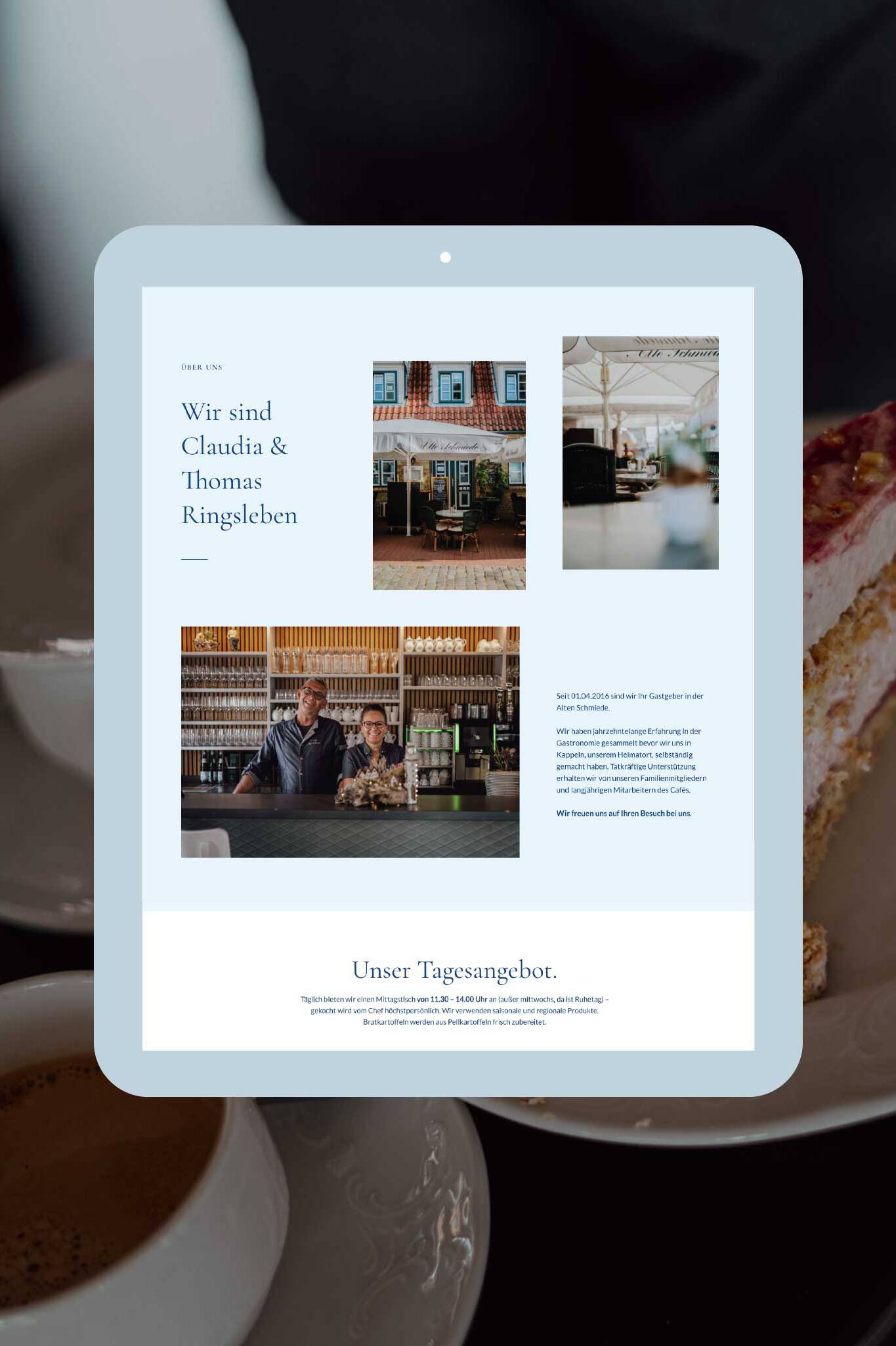 Webdesign Mockup für Café alte Schmiede